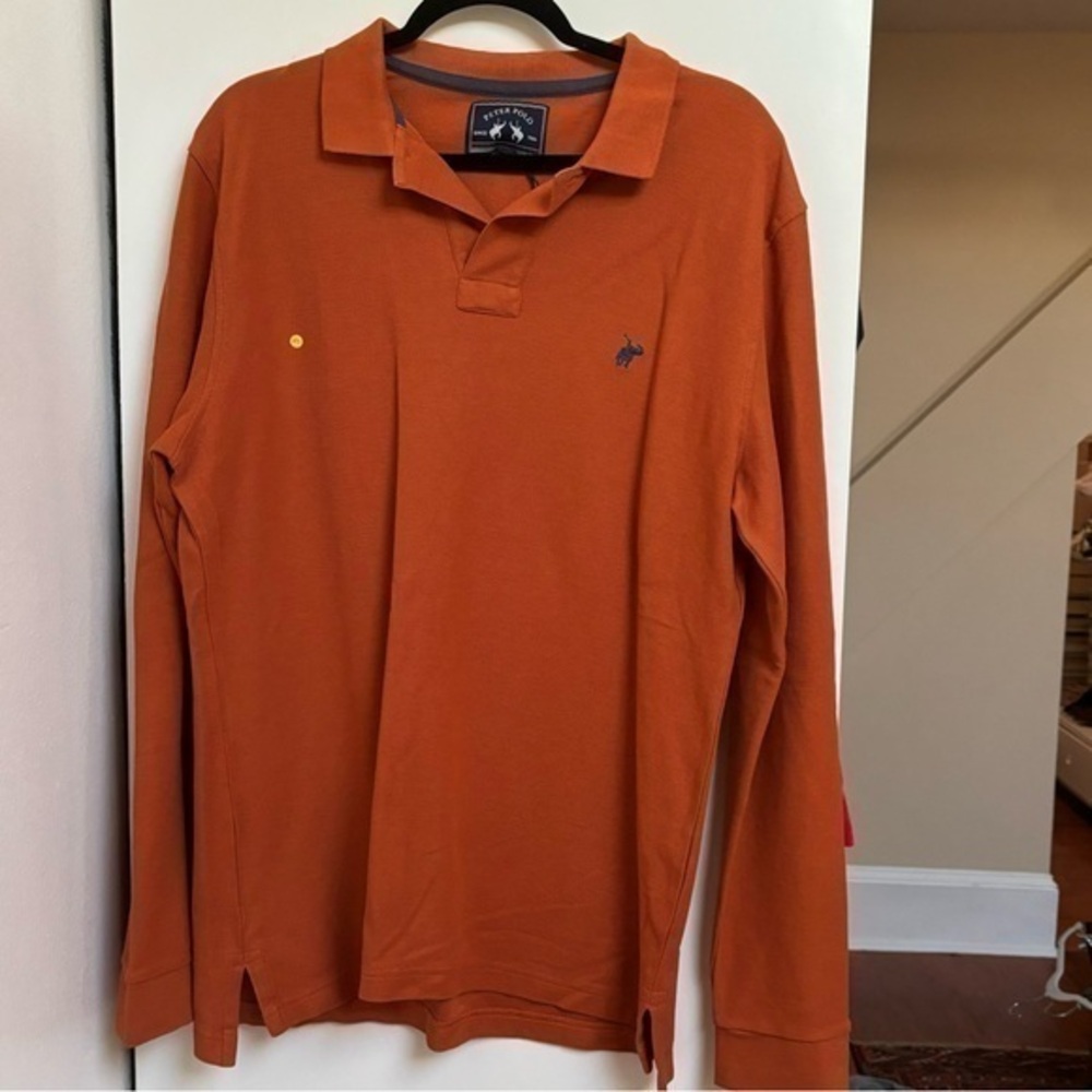 Peter Polo brown long sleeve polo